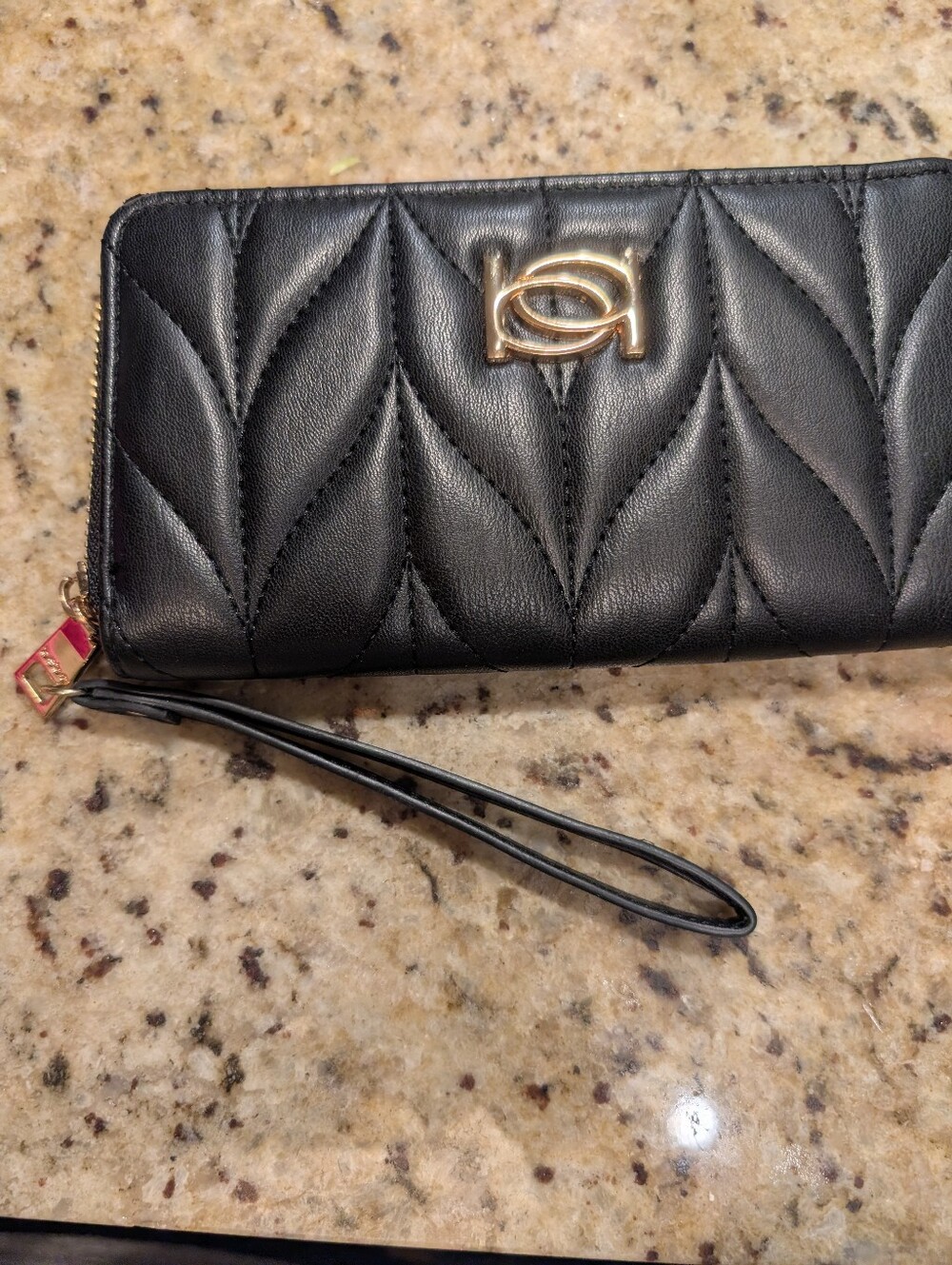 Bebe Black Quilted Wristlet Wallet